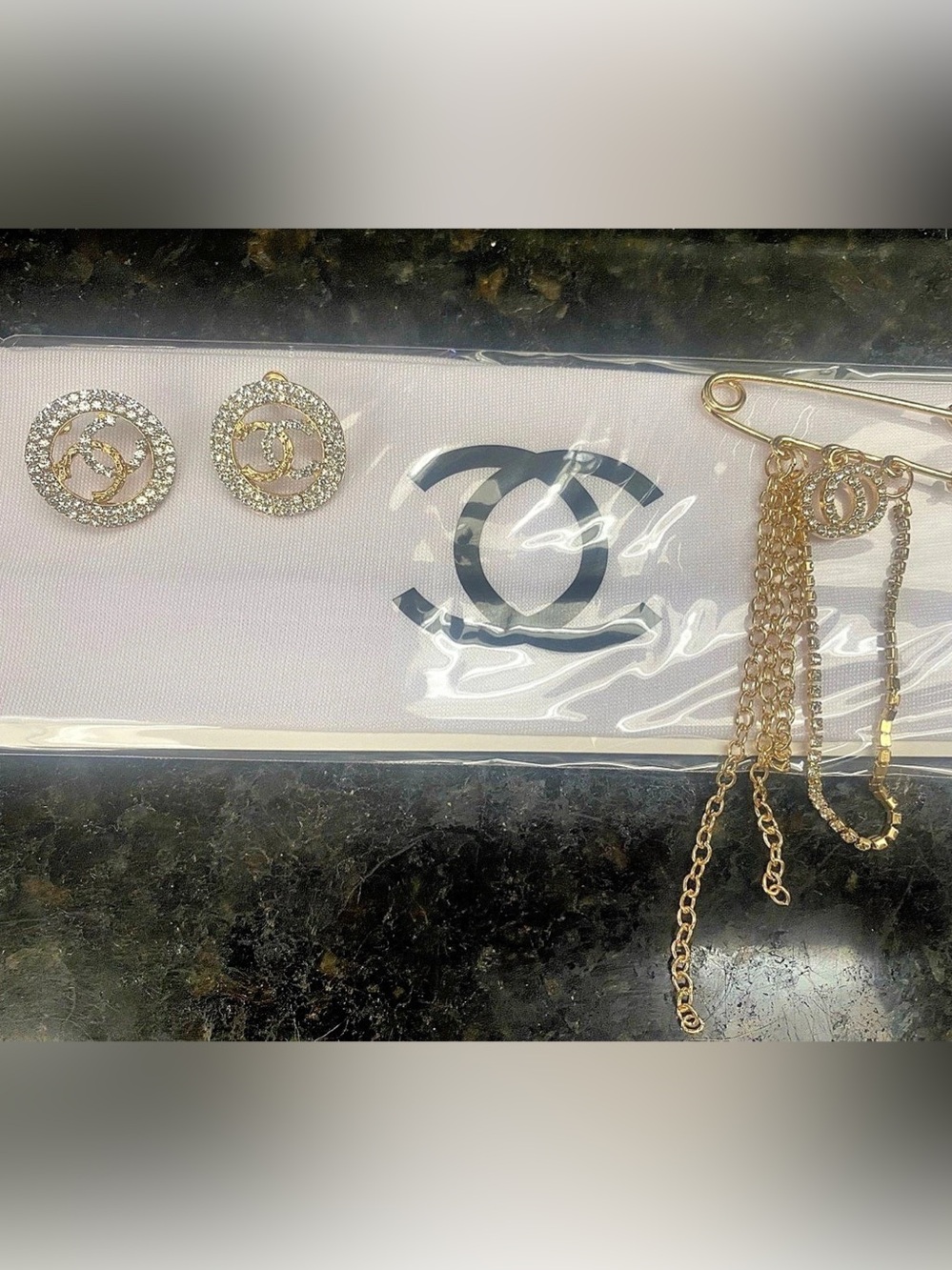 Fashion Bundle C headband NWT Gold-Tone earrings and brooch